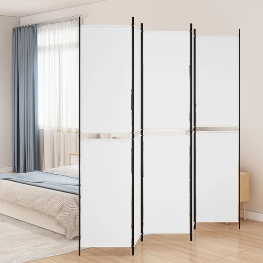 5-tlg. Paravent Weiß 250x220 cm Stoff