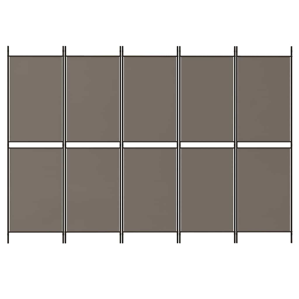 5-tlg. Paravent Anthrazit 250x220 cm Stoff