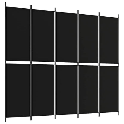 5-tlg. Paravent Schwarz 250x220 cm Stoff