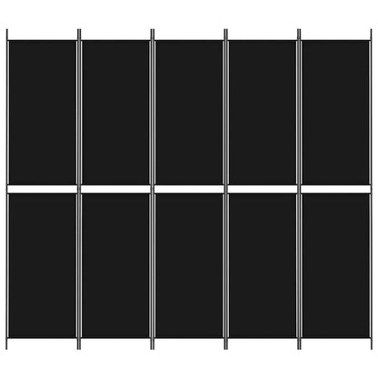 5-tlg. Paravent Schwarz 250x220 cm Stoff