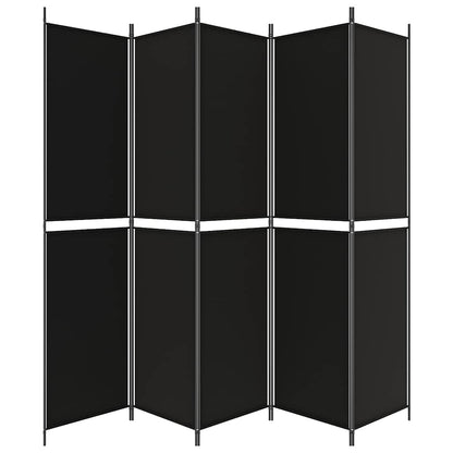 5-tlg. Paravent Schwarz 250x220 cm Stoff