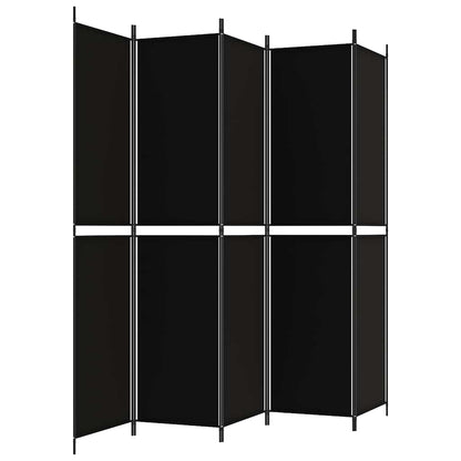 5-tlg. Paravent Schwarz 250x220 cm Stoff