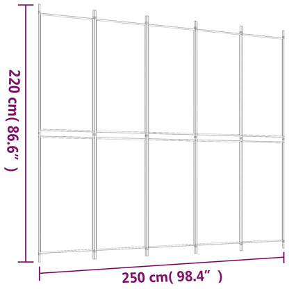 5-tlg. Paravent Schwarz 250x220 cm Stoff