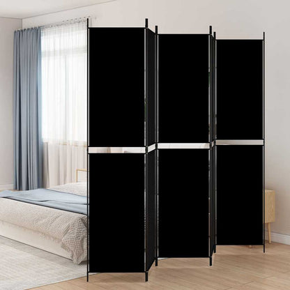 5-tlg. Paravent Schwarz 250x220 cm Stoff