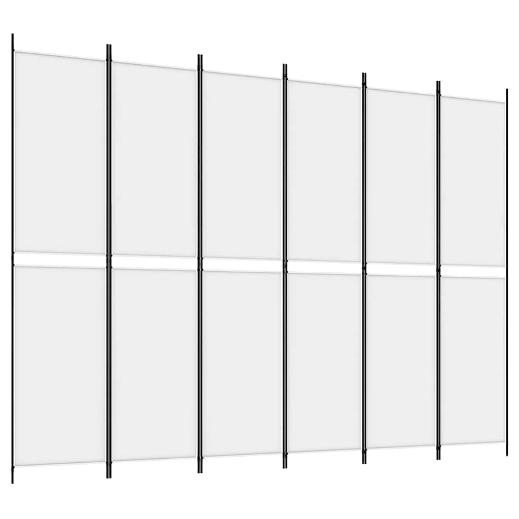 6-tlg. Paravent Weiß 300x220 cm Stoff