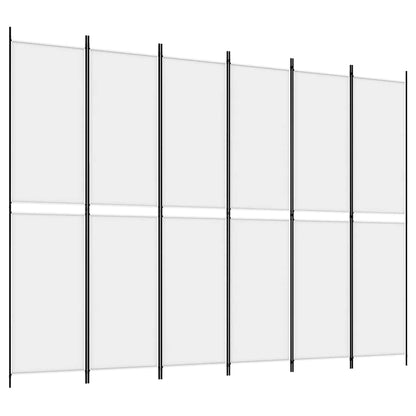 6-tlg. Paravent Weiß 300x220 cm Stoff