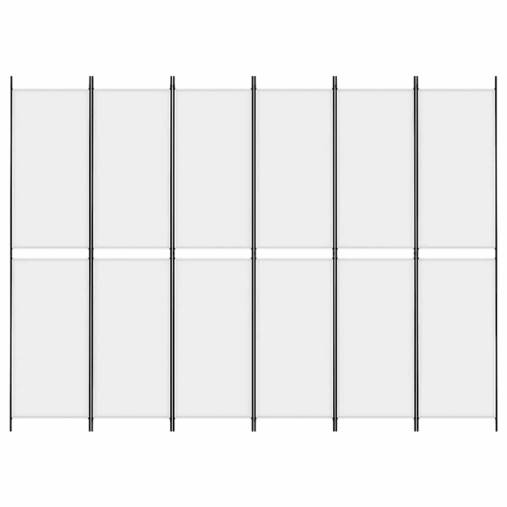 6-tlg. Paravent Weiß 300x220 cm Stoff