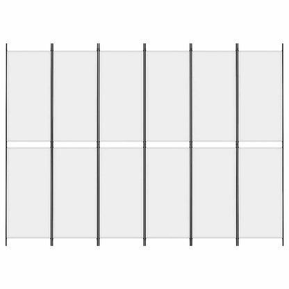 6-tlg. Paravent Weiß 300x220 cm Stoff