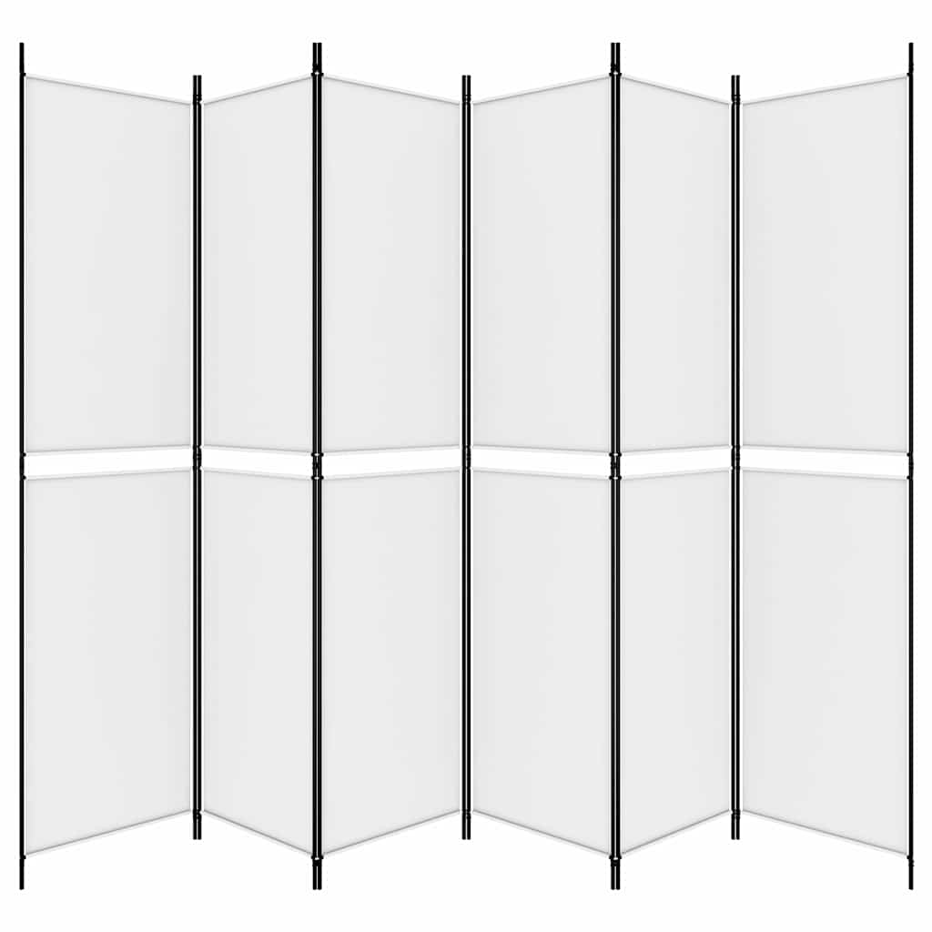 6-tlg. Paravent Weiß 300x220 cm Stoff