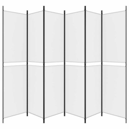 6-tlg. Paravent Weiß 300x220 cm Stoff