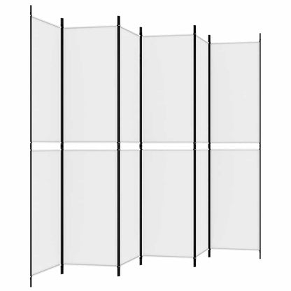 6-tlg. Paravent Weiß 300x220 cm Stoff