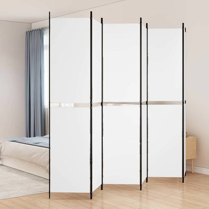 6-tlg. Paravent Weiß 300x220 cm Stoff