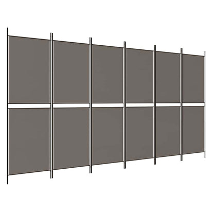 6-tlg. Paravent Anthrazit 300x220 cm Stoff