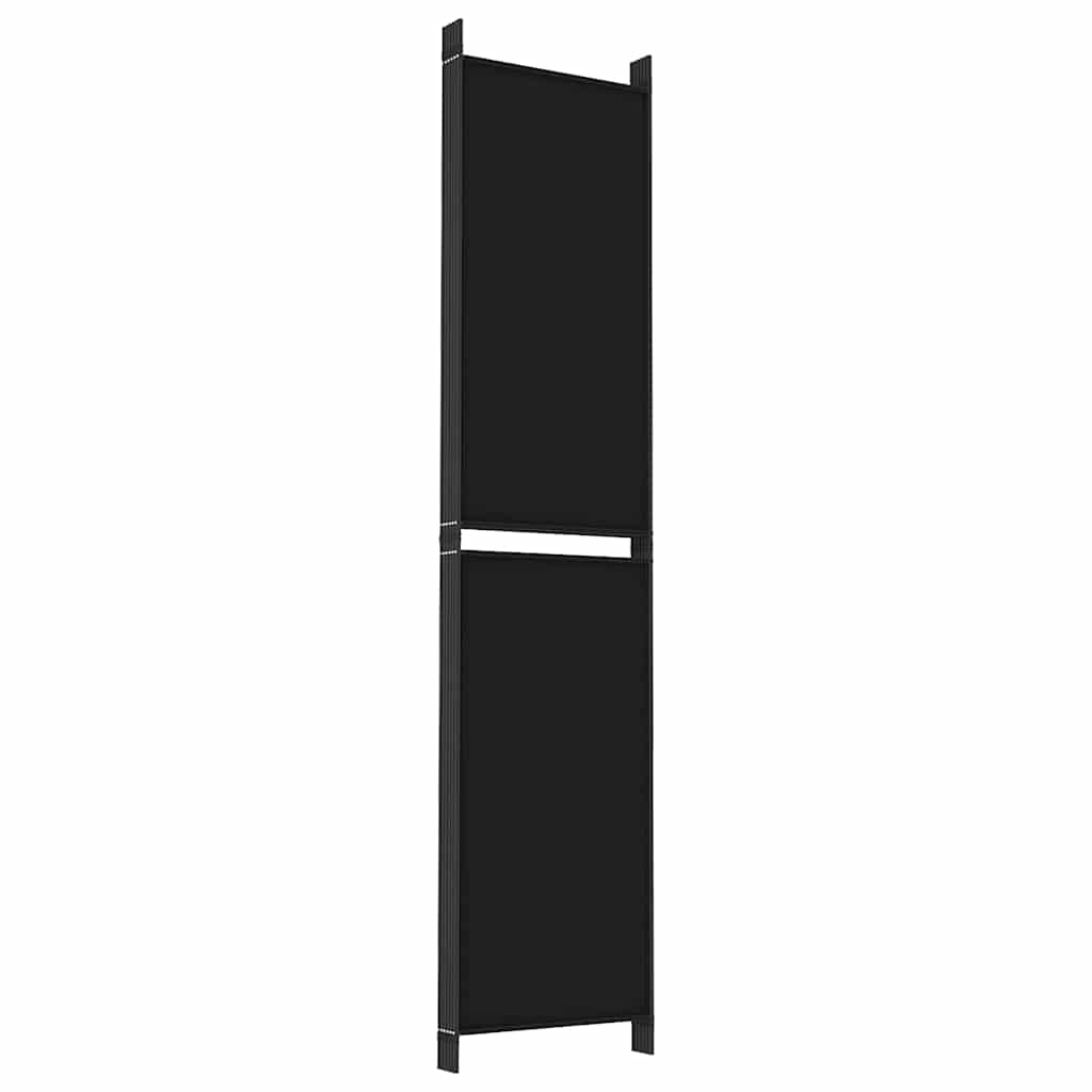 6-tlg. Paravent Schwarz 300x220 cm Stoff