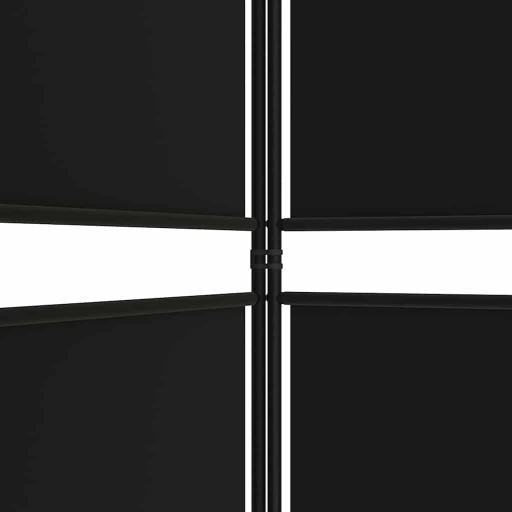 6-tlg. Paravent Schwarz 300x220 cm Stoff