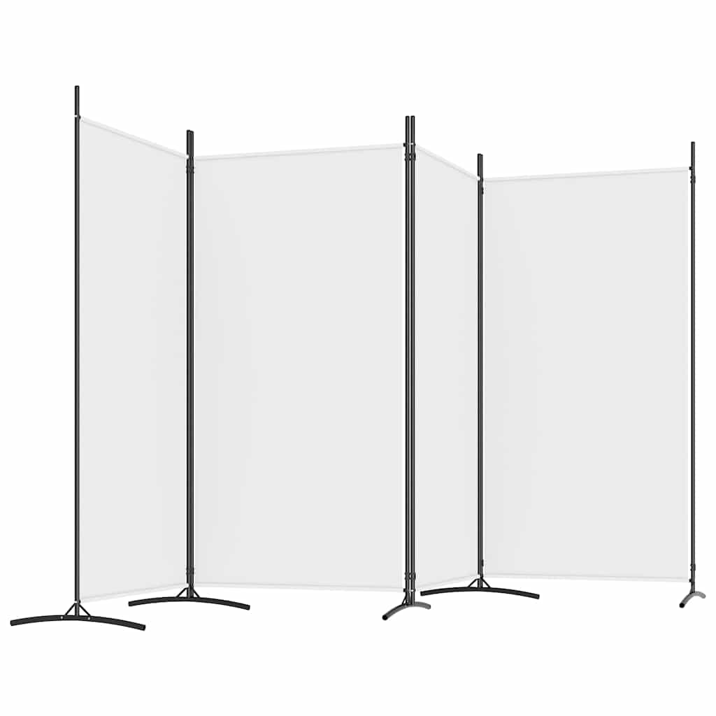 4-tlg. Paravent Weiß 346x180 cm Stoff