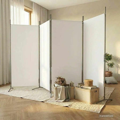 4-tlg. Paravent Weiß 346x180 cm Stoff
