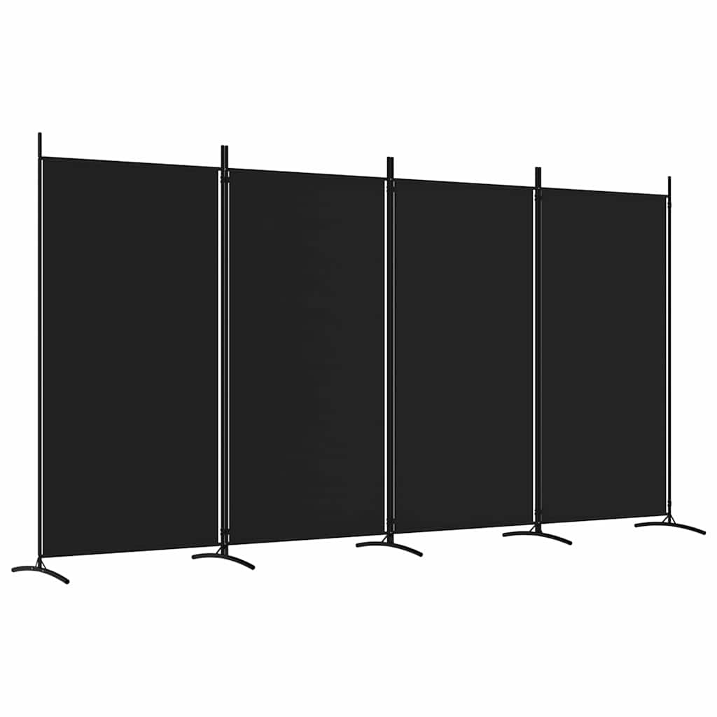 4-tlg. Paravent Schwarz 346x180 cm Stoff