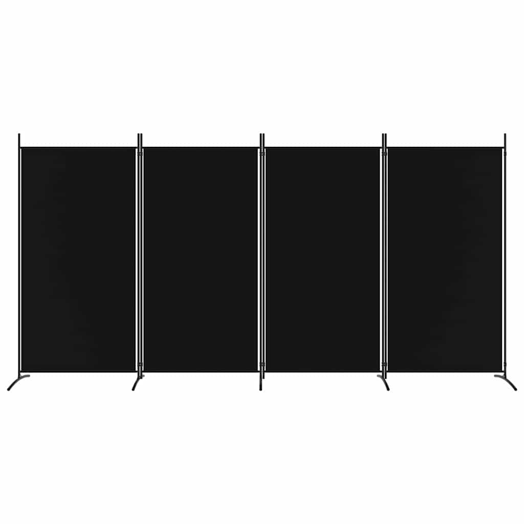 4-tlg. Paravent Schwarz 346x180 cm Stoff