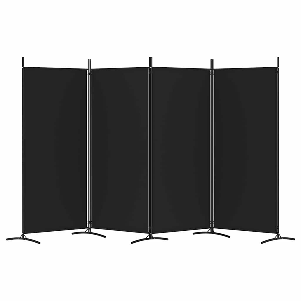 4-tlg. Paravent Schwarz 346x180 cm Stoff