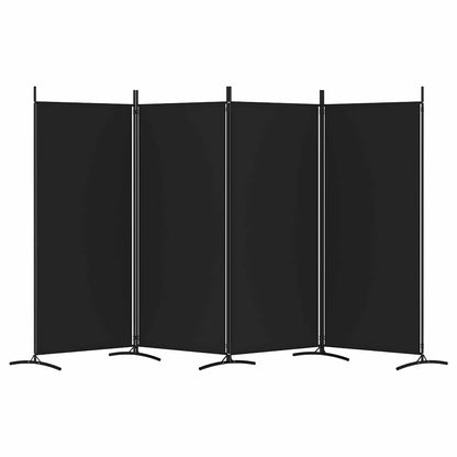 4-tlg. Paravent Schwarz 346x180 cm Stoff