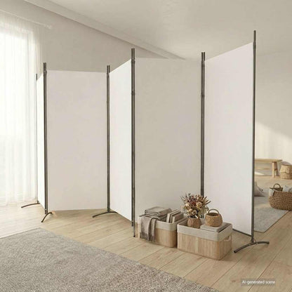 5-tlg. Paravent Weiß 433x180 cm Stoff