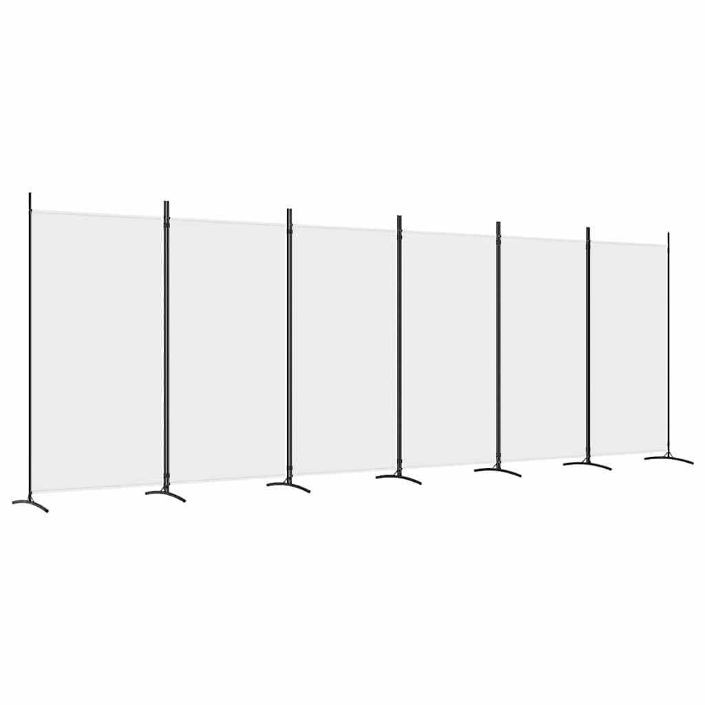 6-tlg. Paravent Weiß 520x180 cm Stoff