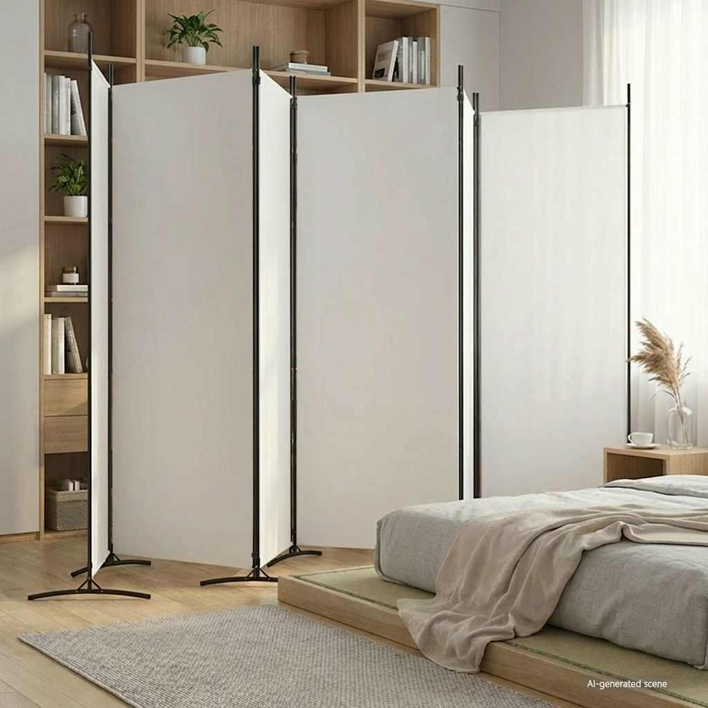 6-tlg. Paravent Weiß 520x180 cm Stoff