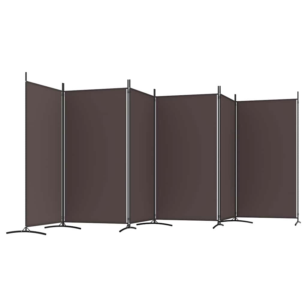6-tlg. Paravent Braun 520x180 cm Stoff