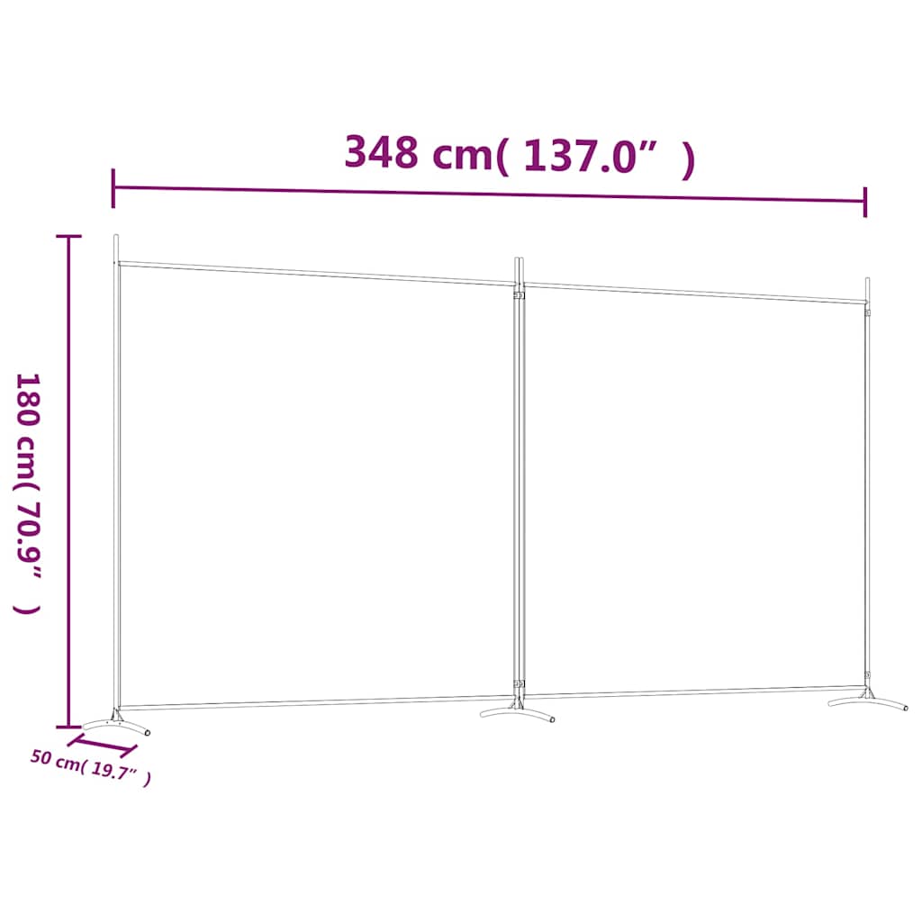 2-tlg. Paravent Braun 348x180 cm Stoff