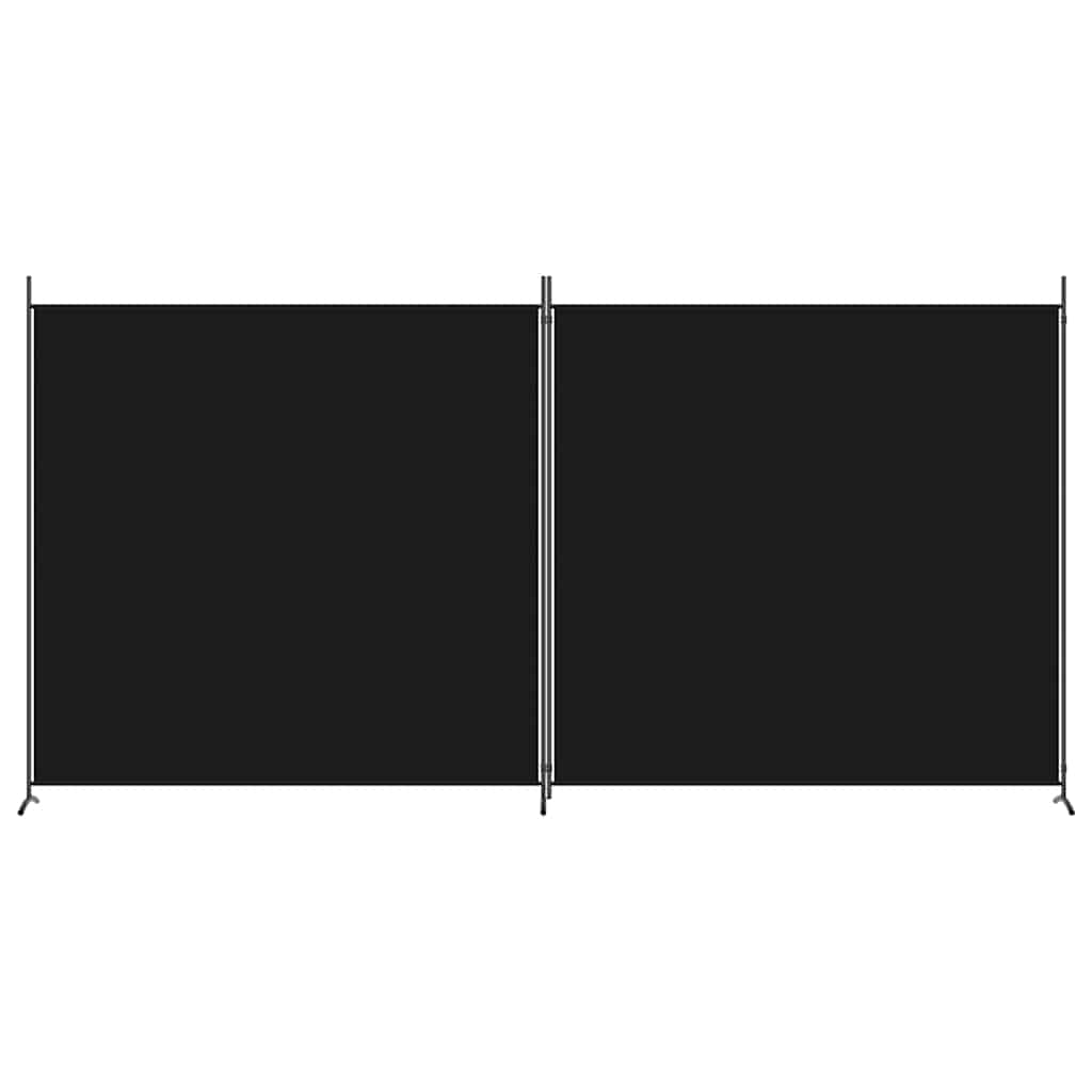 2-tlg. Paravent Schwarz 348x180 cm Stoff