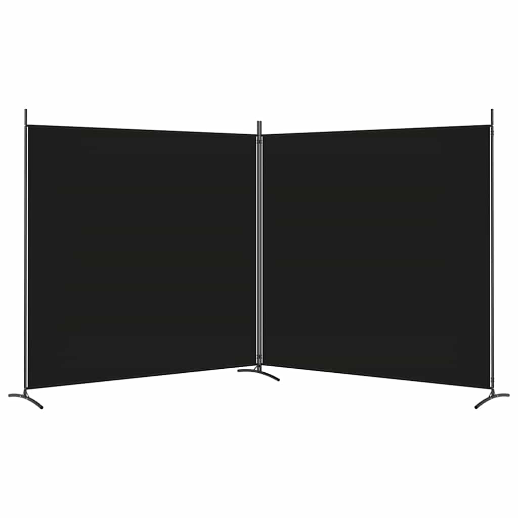 2-tlg. Paravent Schwarz 348x180 cm Stoff