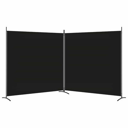 2-tlg. Paravent Schwarz 348x180 cm Stoff
