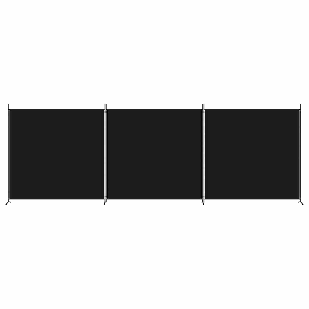3-tlg. Paravent Schwarz 525x180 cm Stoff