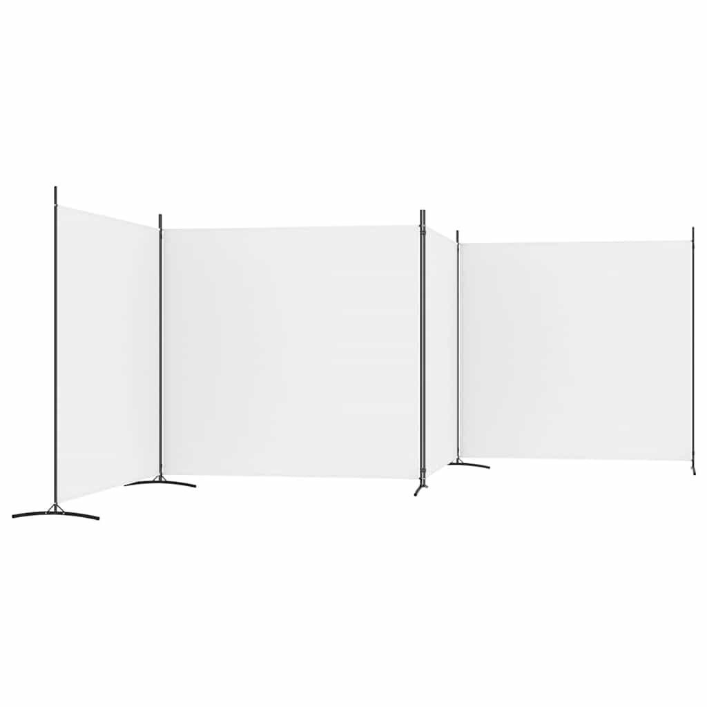 4-tlg. Paravent Weiß 698x180 cm Stoff
