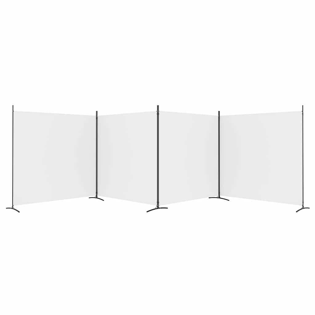 4-tlg. Paravent Weiß 698x180 cm Stoff