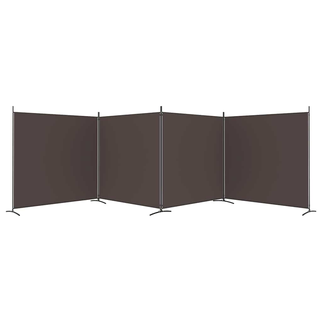 4-tlg. Paravent Braun 698x180 cm Stoff