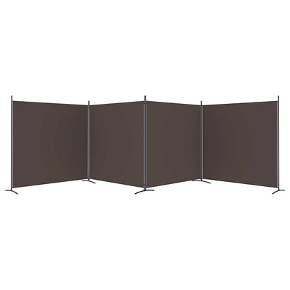 4-tlg. Paravent Braun 698x180 cm Stoff