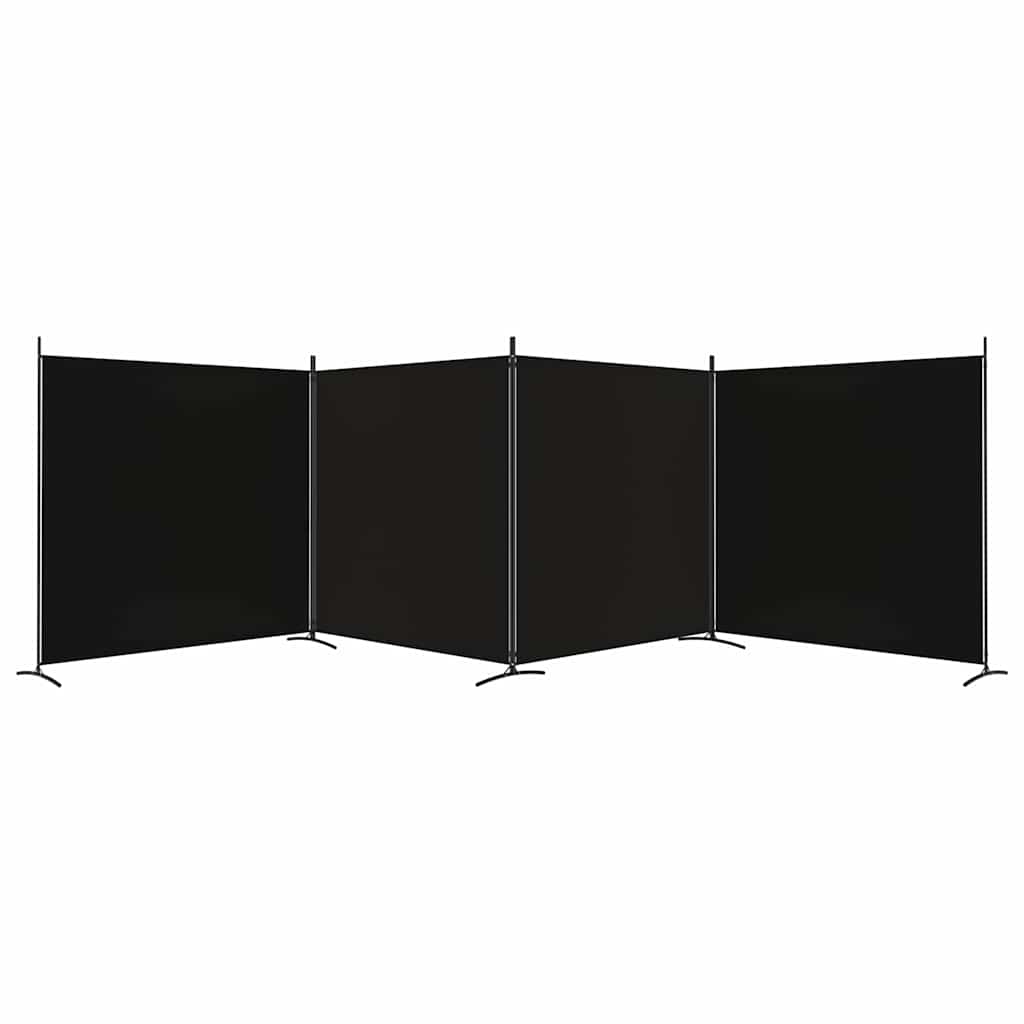 4-tlg. Paravent Schwarz 698x180 cm Stoff