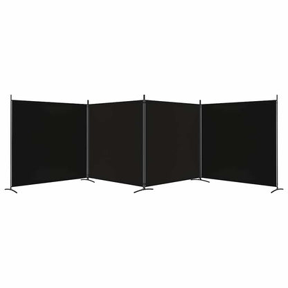 4-tlg. Paravent Schwarz 698x180 cm Stoff