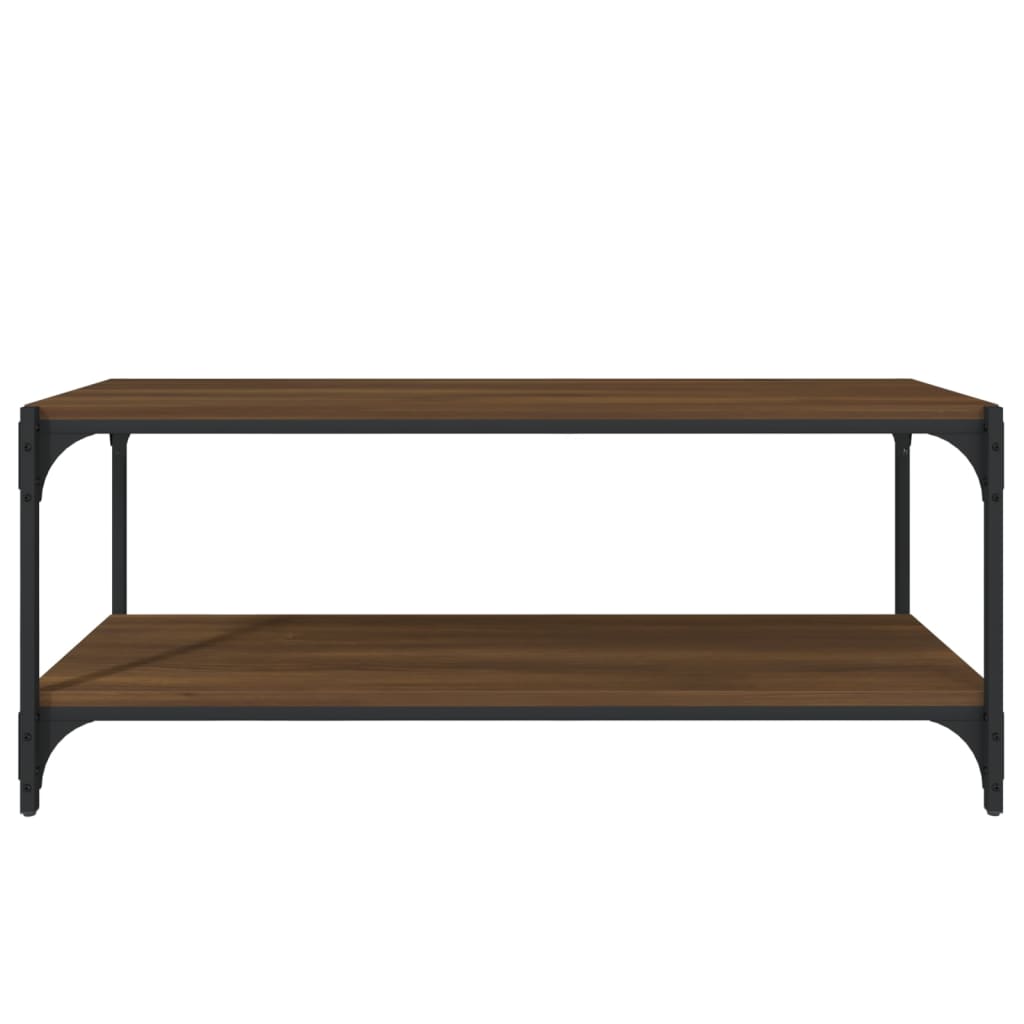 Meuble TV aspect chêne marron 100x33x41 cm bois matériau acier