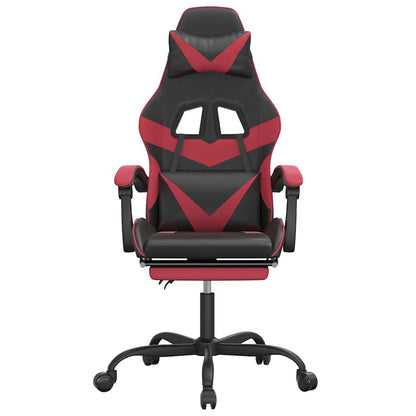 Gaming-Stuhl mit Fußstütze Drehbar Schwarz & Weinrot Kunstleder