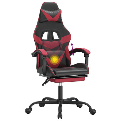 Gaming-Stuhl mit Fußstütze Drehbar Schwarz & Weinrot Kunstleder