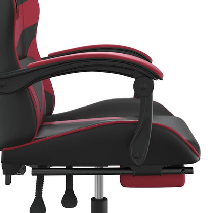 Gaming-Stuhl mit Fußstütze Drehbar Schwarz & Weinrot Kunstleder