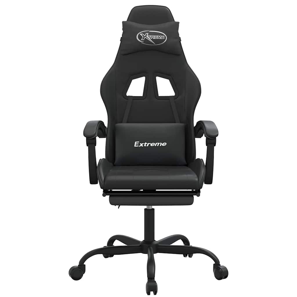 Gaming-Stuhl mit Fußstütze Drehbar Schwarz Kunstleder