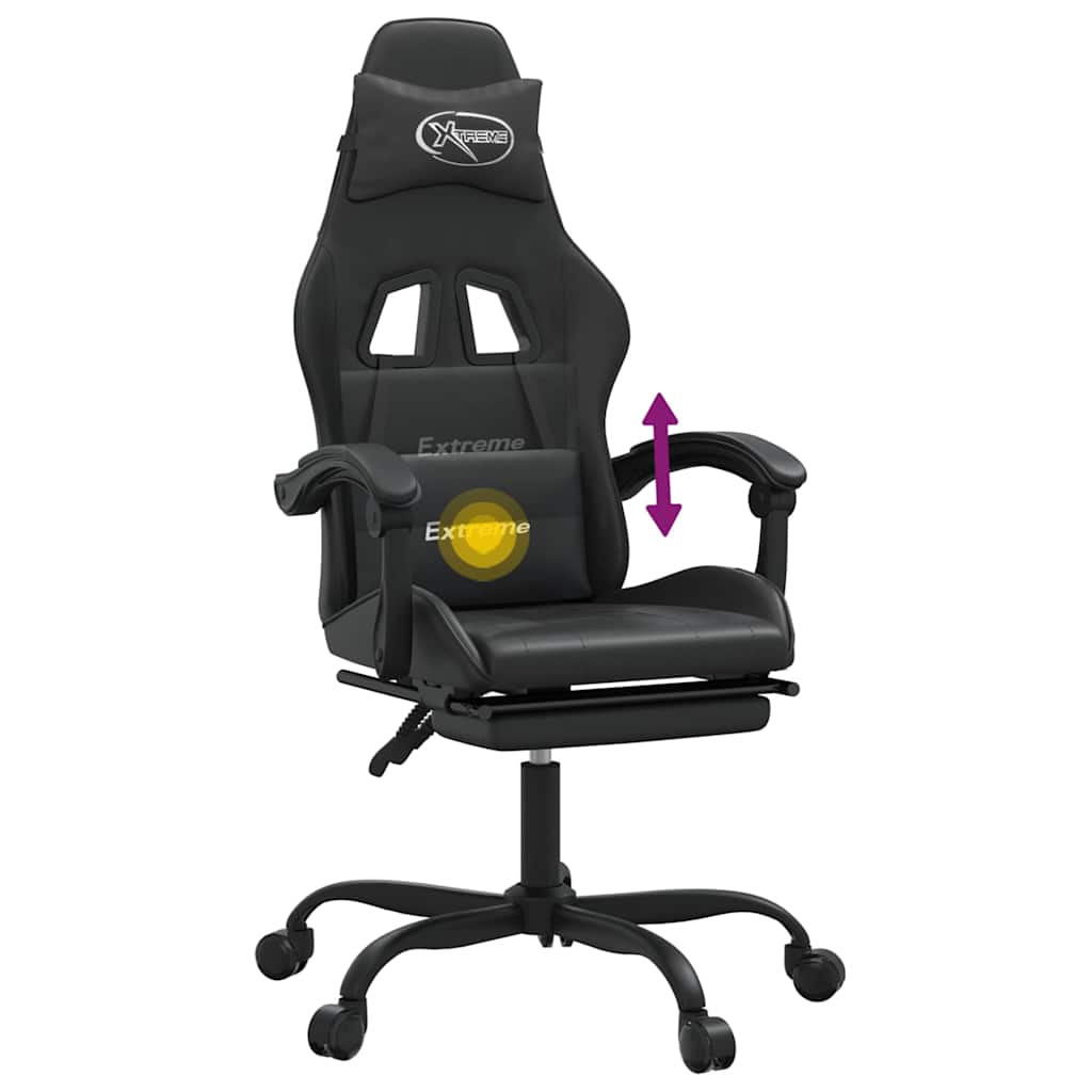 Gaming-Stuhl mit Fußstütze Drehbar Schwarz Kunstleder