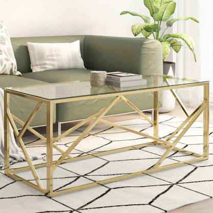 Couchtisch Golden Edelstahl und Hartglas