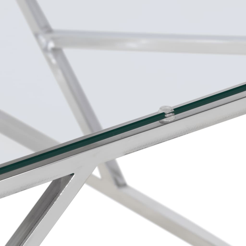 Couchtisch Silbern Edelstahl und Hartglas
