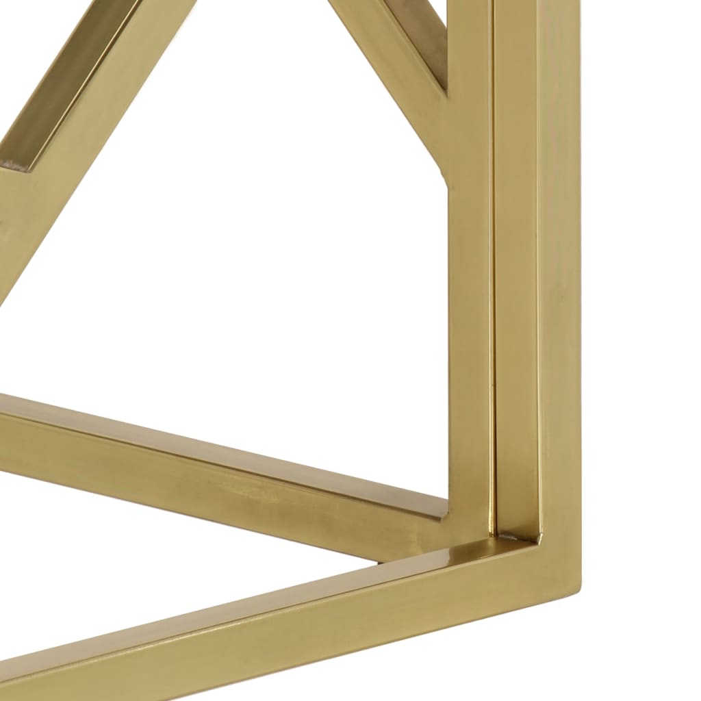 Table basse en acier inoxydable doré et verre trempé