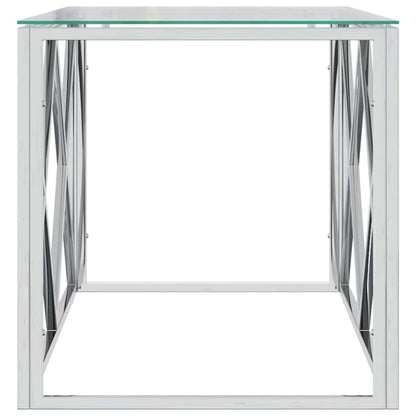 Couchtisch 110x45x45 cm Edelstahl und Glas